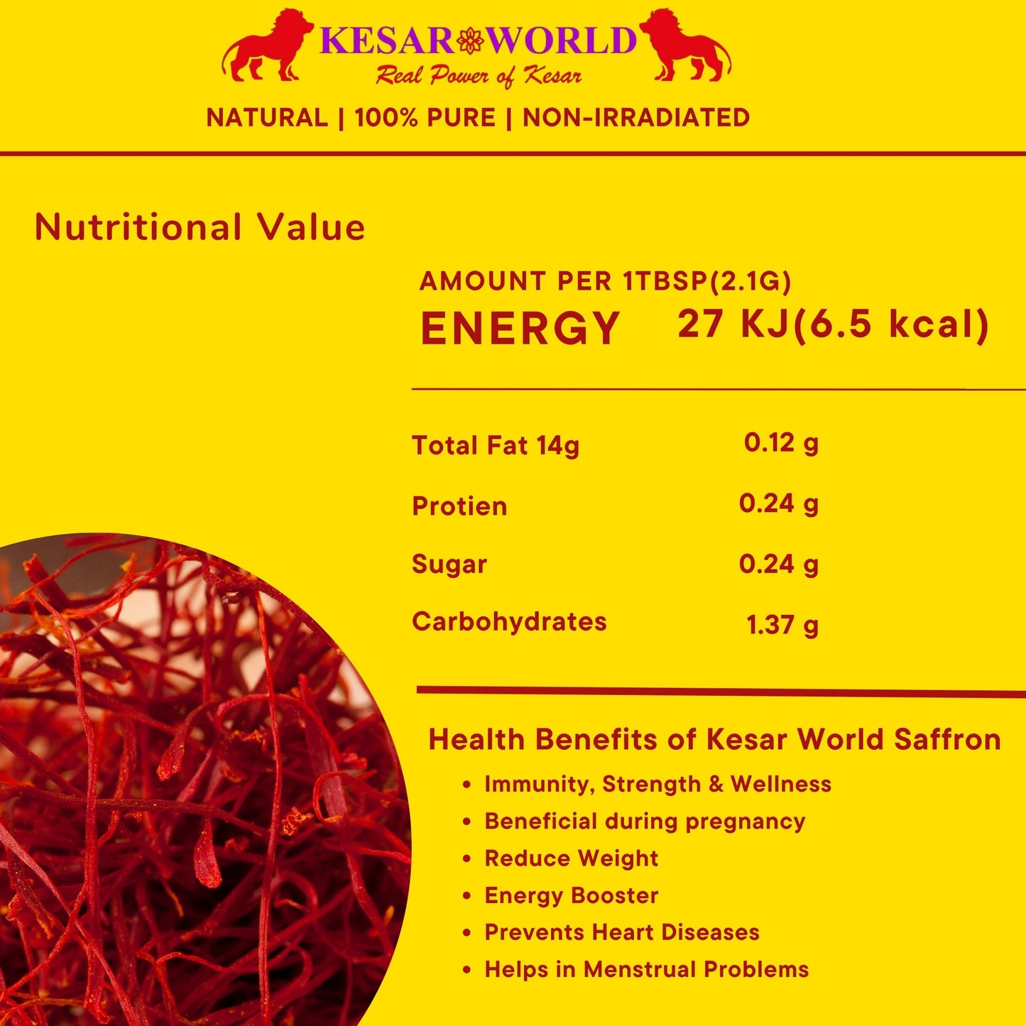 KESAR WORLD Grade A+++ Original Saffron, 0.5 Gram